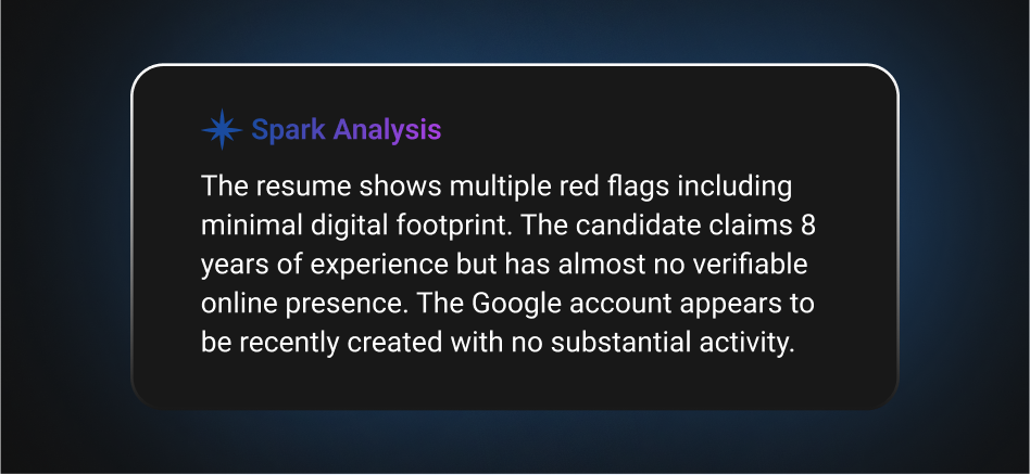 捏造や矛盾のある資格情報と身元情報の兆候を検出。